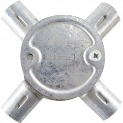 GUNMANSA Conduit Bosal - 20mm 4-Way Box Galvanised incl Lid & Screws Part No: CA12-9