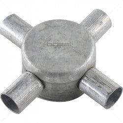GUNMANSA Conduit Bosal - 20mm 4-Way Box Galvanised incl Lid & Screws Part No: CA12-9