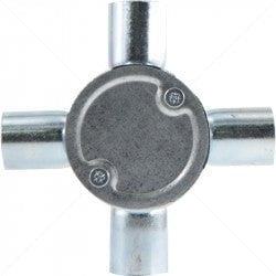 GUNMANSA Conduit Bosal - 25mm 4-Way Box Galvanised incl Lid & Screws Part No: CA11-6