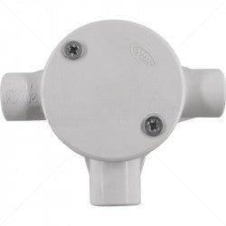 GUNMANSA Conduit PVC - 20mm 3-Way Box with Lid and Screws Part No: CA12