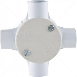 GUNMANSA Conduit PVC - 25mm 4-Way Box with Lid and Screws Part No: CA12-2