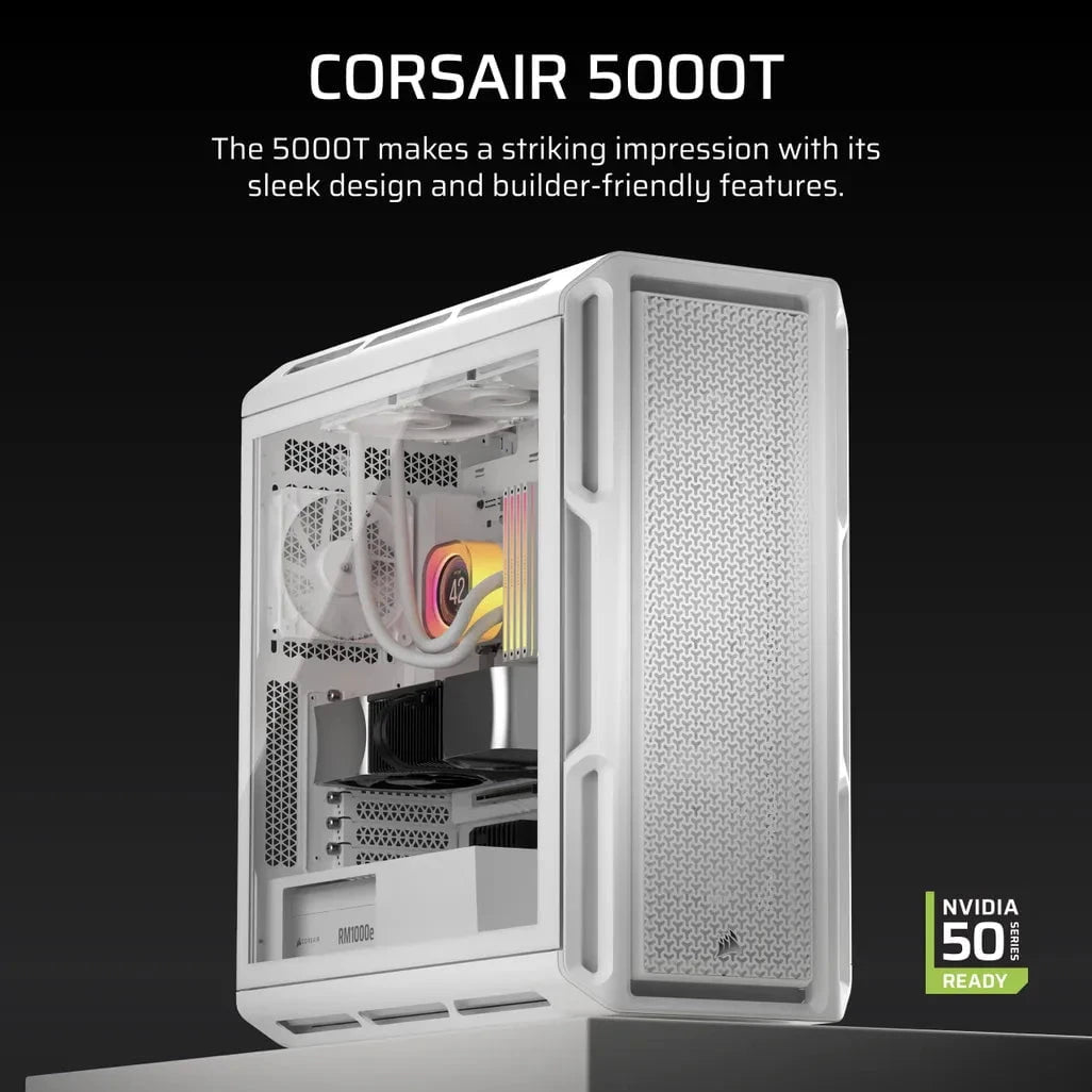 GUNMANSA Corsair 5000T, Midi Tower, PC, White, ATX, EATX