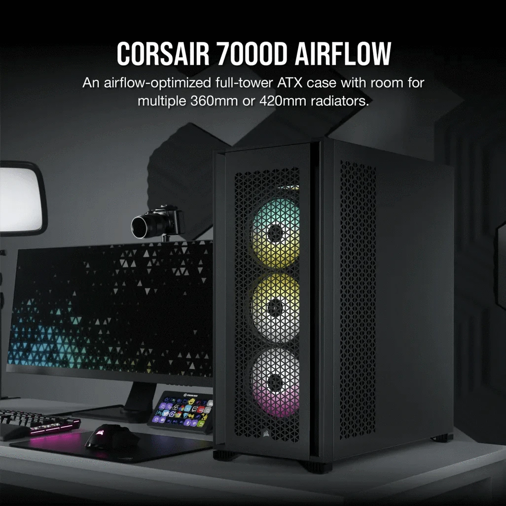 GUNMANSA Corsair 7000D Airflow, Full Tower, PC, Black, ATX, EATX, micro ATX