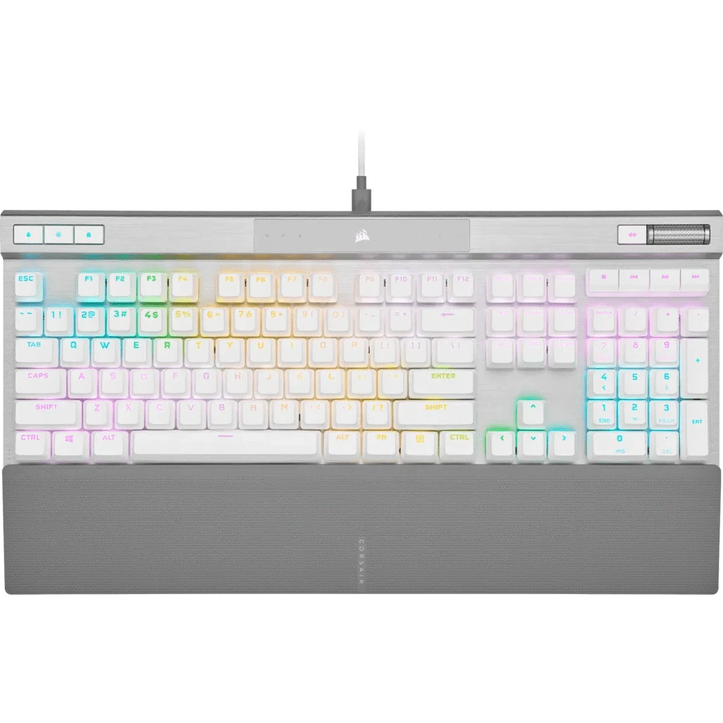 GUNMANSA Corsair CH-910951A-NA, Full-size (100%), Wired, USB, Opto-mechanical key switch, RGB LED, White