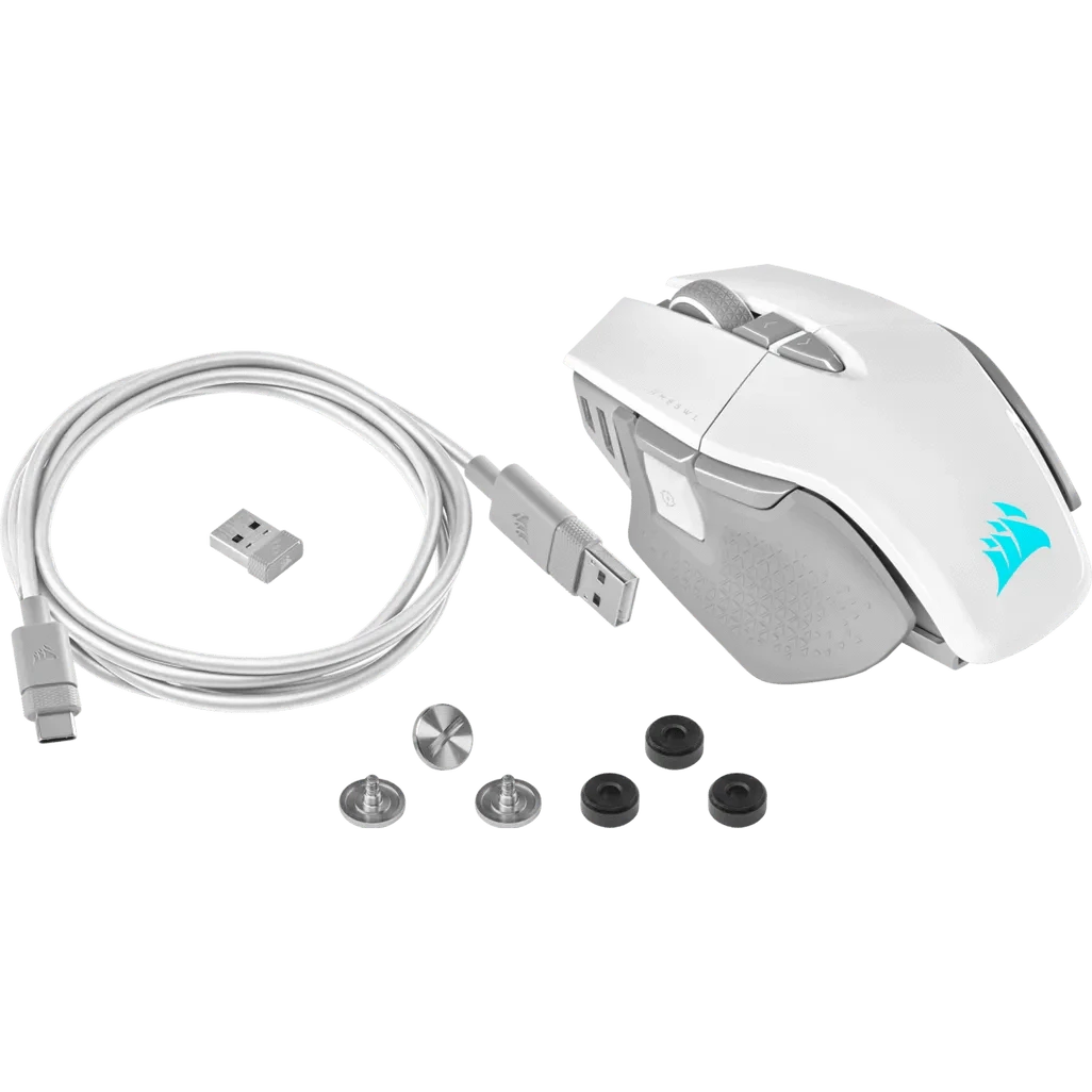 GUNMANSA Corsair CH-9319511-AP2, Right-hand, Optical, RF Wireless + Bluetooth, 26000 DPI, White