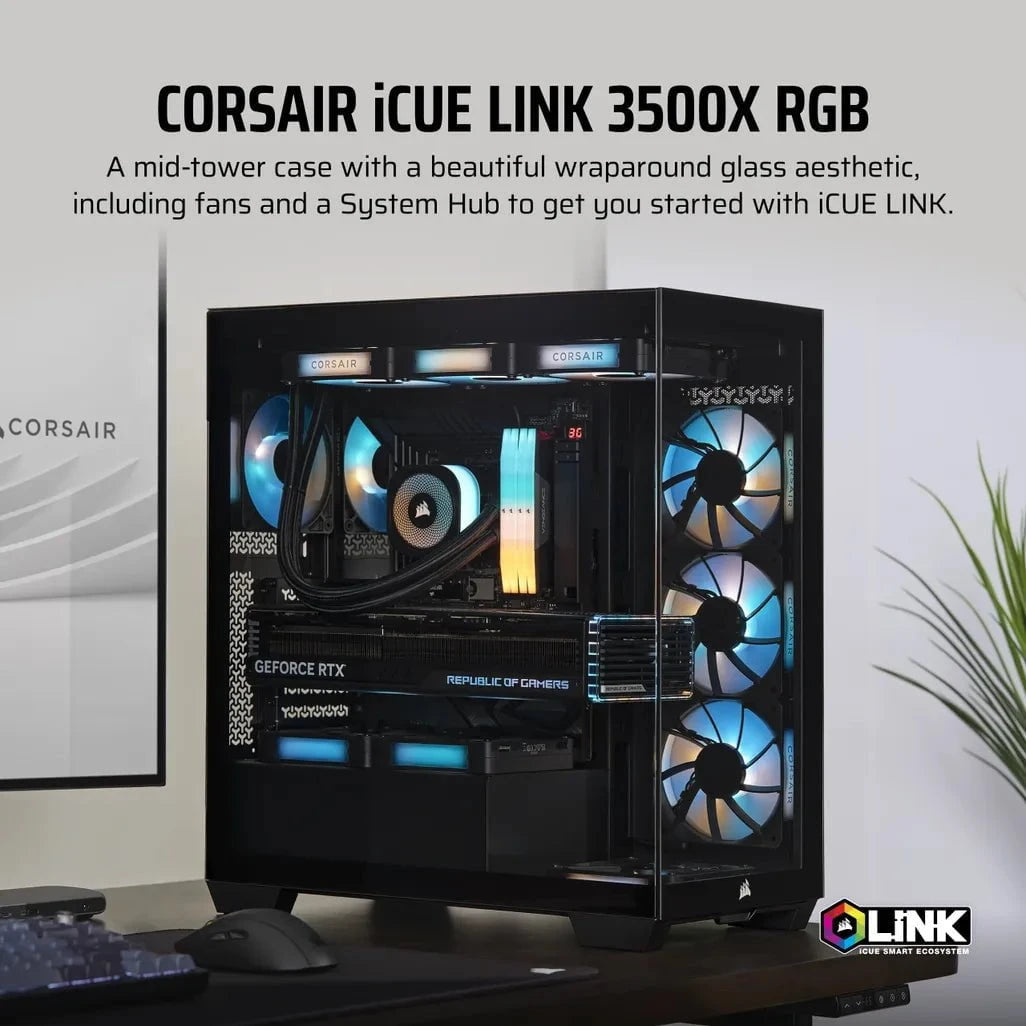 GUNMANSA Corsair iCUE LINK 3500X RGB, Midi Tower, PC, Black, EATX, Gaming, Multi