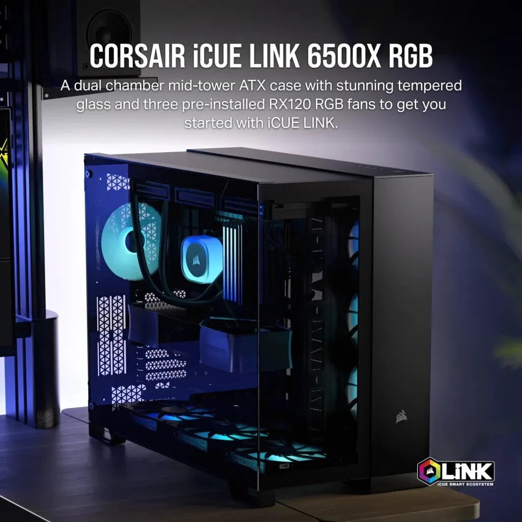GUNMANSA Corsair iCUE LINK 6500X RGB, Midi Tower, PC, Black, ATX
