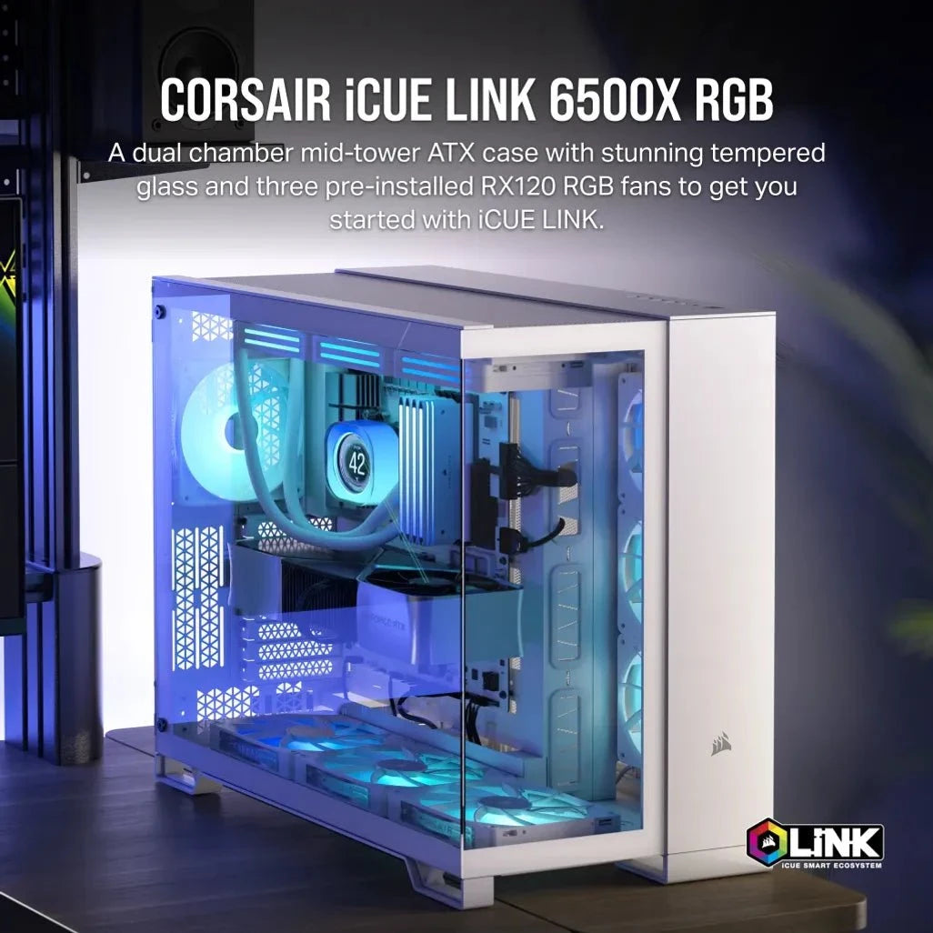 GUNMANSA Corsair iCUE LINK 6500X RGB, Midi Tower, PC, White, ATX