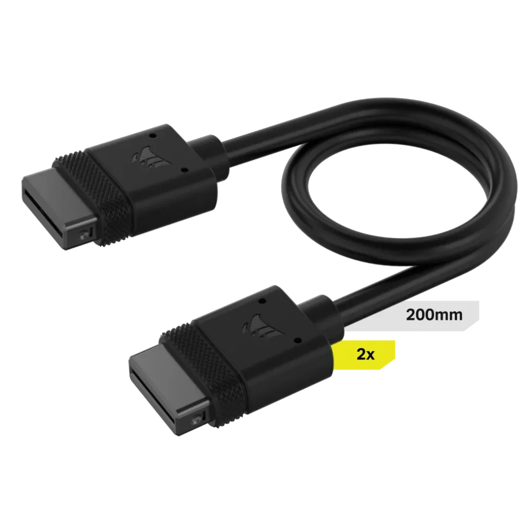 GUNMANSA Corsair iCUE LINK Cable; 2x 200mm with Straight connectors; Black