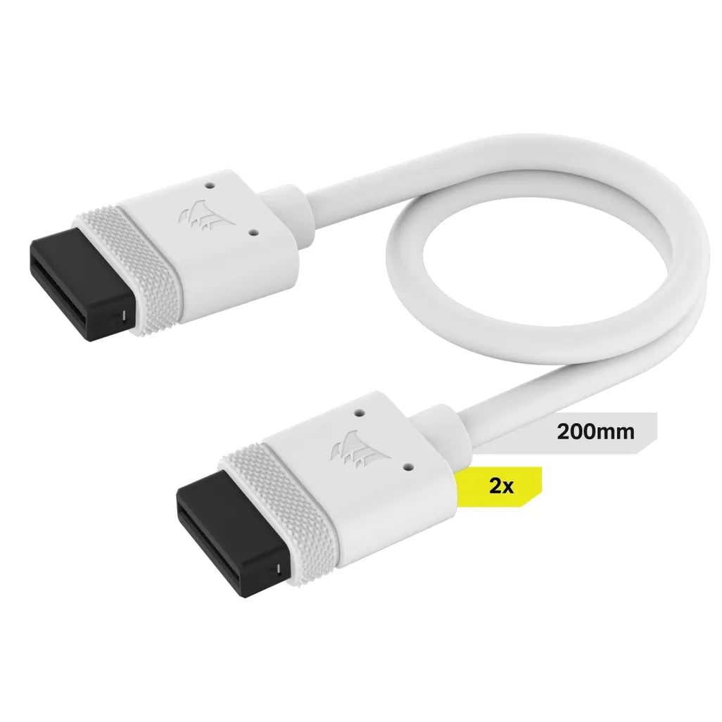 GUNMANSA Corsair iCUE LINK Cable; 2x 200mm with Straight connectors; White