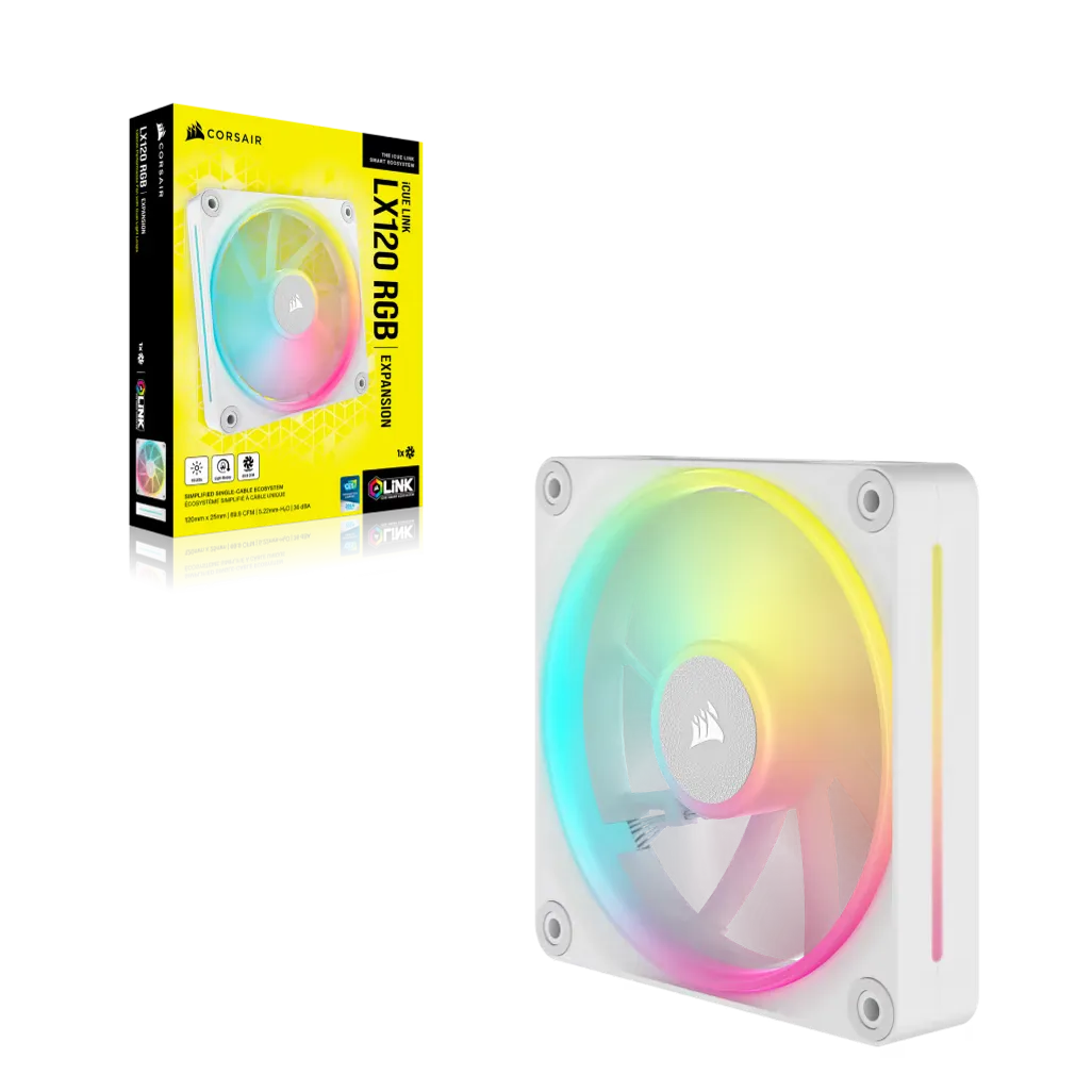 GUNMANSA Corsair iCUE LINK LX120 RGB 120mm PWM Fan - Dual Light Loops – Requires iCUE LINK System Hub (Sold Separately) - White