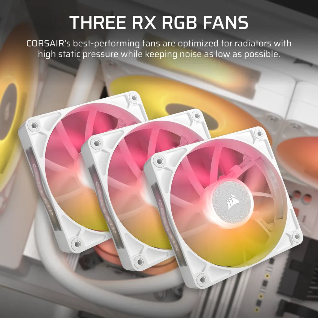 GUNMANSA Corsair iCUE LINK TITAN 240 RX LCD Liquid CPU Cooler – RX120 RGB Fans – Fits Intel® LGA 1851/1700; AMD® AM5/AM4.