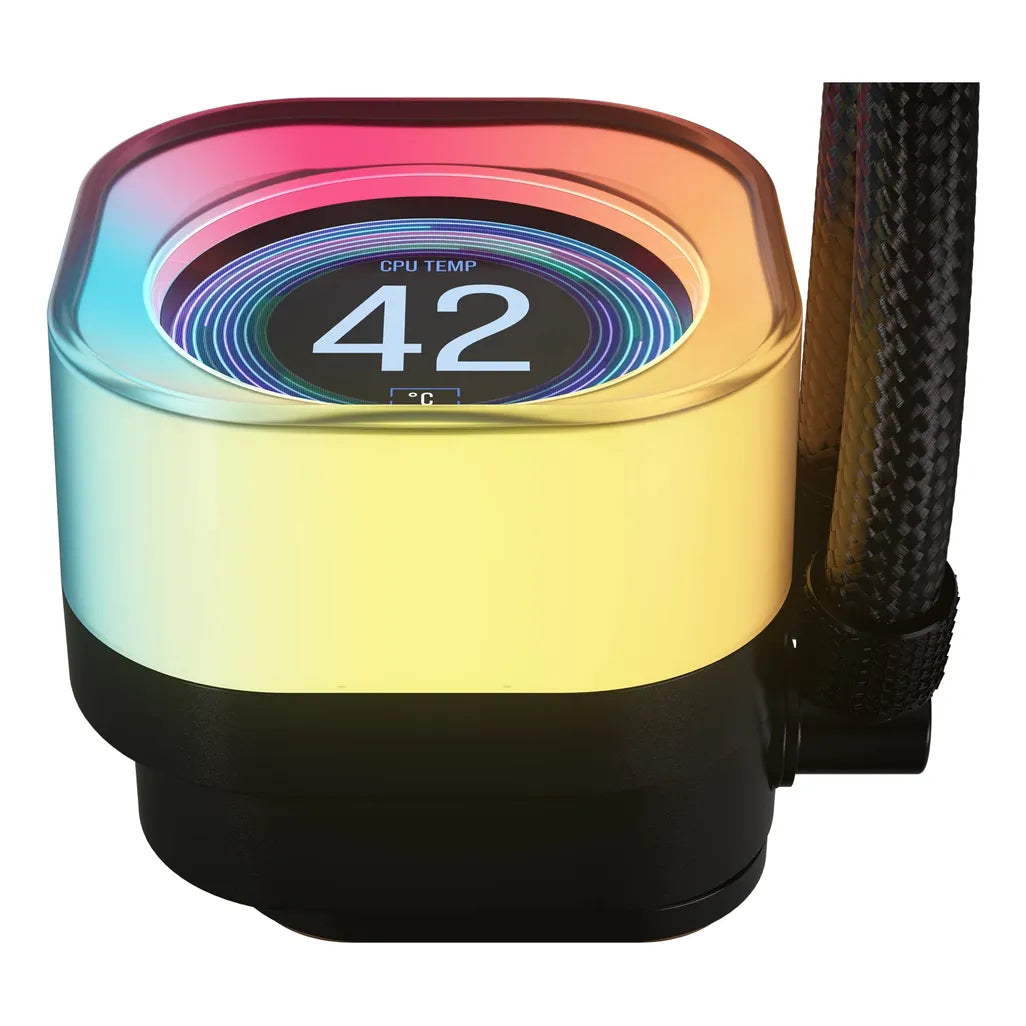 GUNMANSA Corsair iCUE LINK TITAN 240 RX LCD Liquid CPU Cooler – RX120 RGB Fans – Fits Intel® LGA 1851/1700; AMD® AM5/AM4.