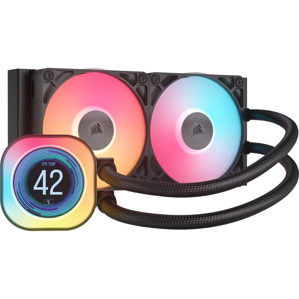 GUNMANSA Corsair iCUE LINK TITAN 240 RX LCD Liquid CPU Cooler – RX120 RGB Fans – Fits Intel® LGA 1851/1700; AMD® AM5/AM4.