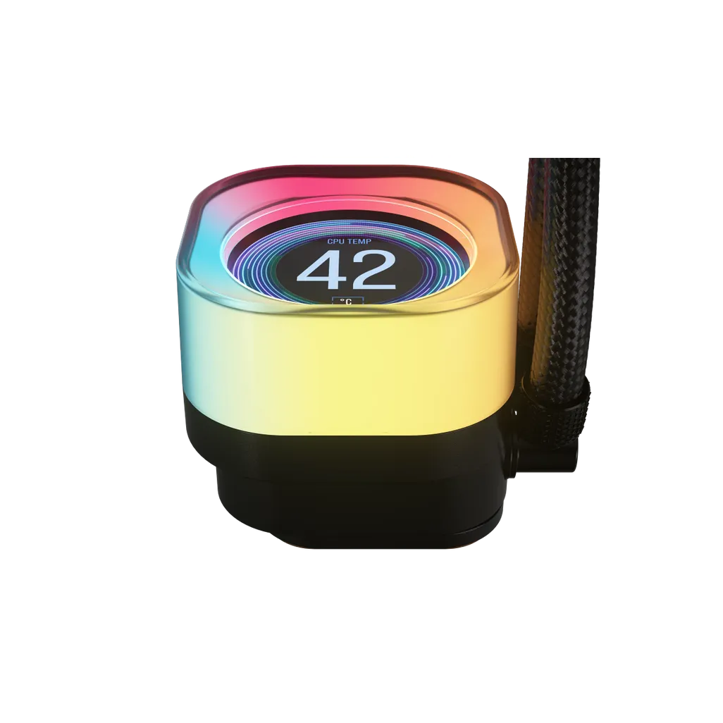 GUNMANSA Corsair iCUE LINK TITAN 240 RX LCD Liquid CPU Cooler – RX120 RGB Fans – Fits Intel® LGA 1851/1700; AMD® AM5/AM4.