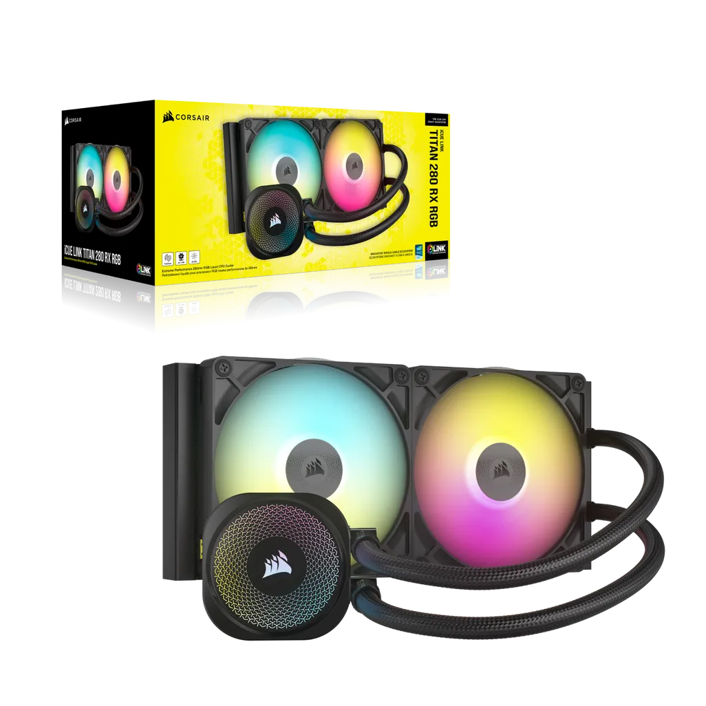 GUNMANSA Corsair iCUE LINK TITAN 280 RX RGB Liquid CPU Cooler - RX140 RGB Fans – Fits Intel® LGA 1851/1700; AMD® AM5/AM4.