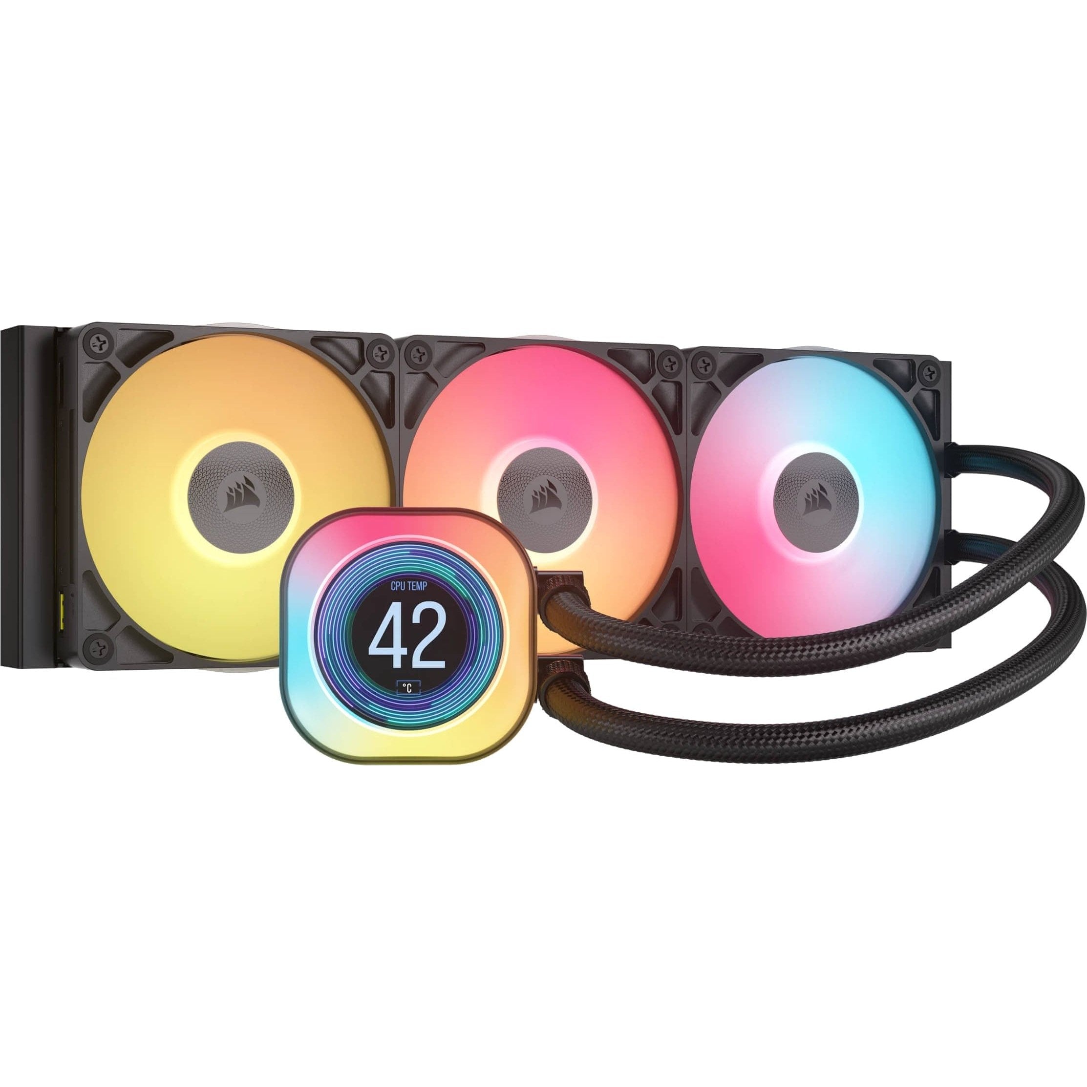 GUNMANSA Corsair iCUE LINK TITAN 360 RX LCD Liquid CPU Cooler – RX120 RGB Fans – Fits Intel® LGA 1851/1700; AMD® AM5/AM4.
