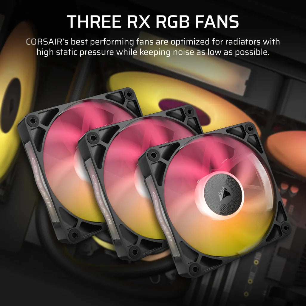GUNMANSA Corsair iCUE LINK TITAN 360 RX RGB Liquid CPU Cooler – RX120 RGB Fans – Fits Intel® LGA 1851/1700; AMD® AM5/AM4.