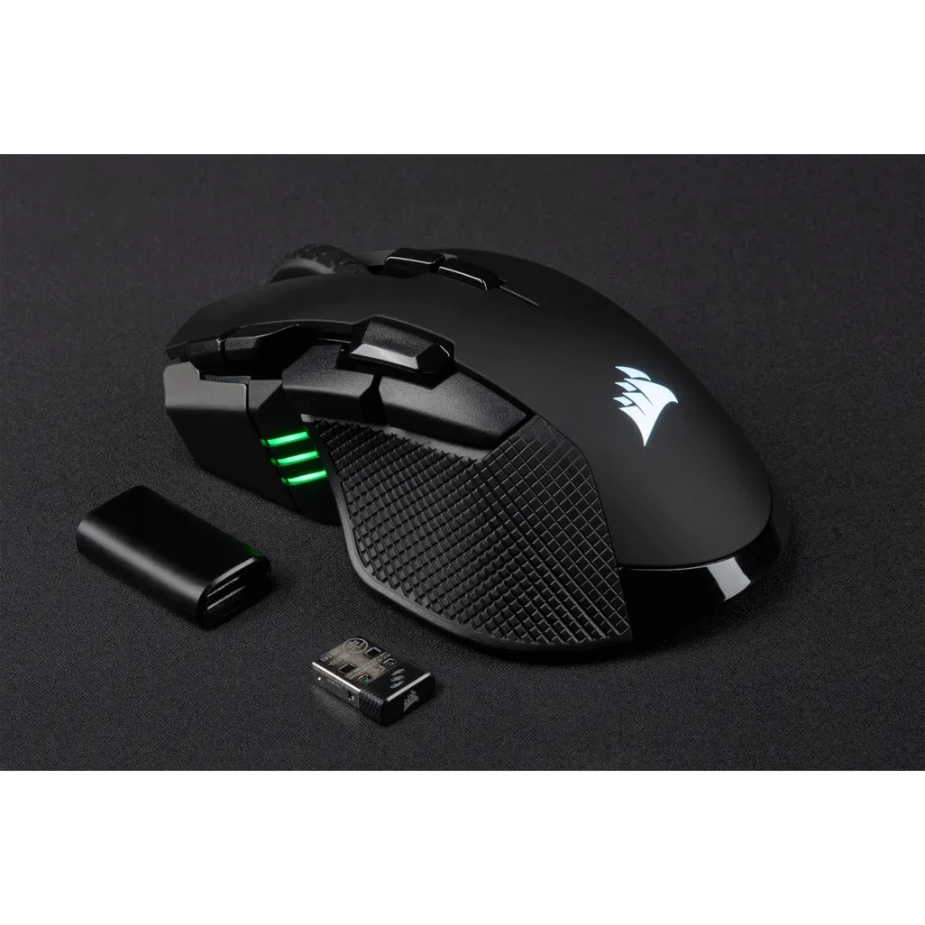 GUNMANSA Corsair IronClaw RGB, Right-hand, Optical, RF Wireless + Bluetooth + USB Type-A, 18000 DPI, Black