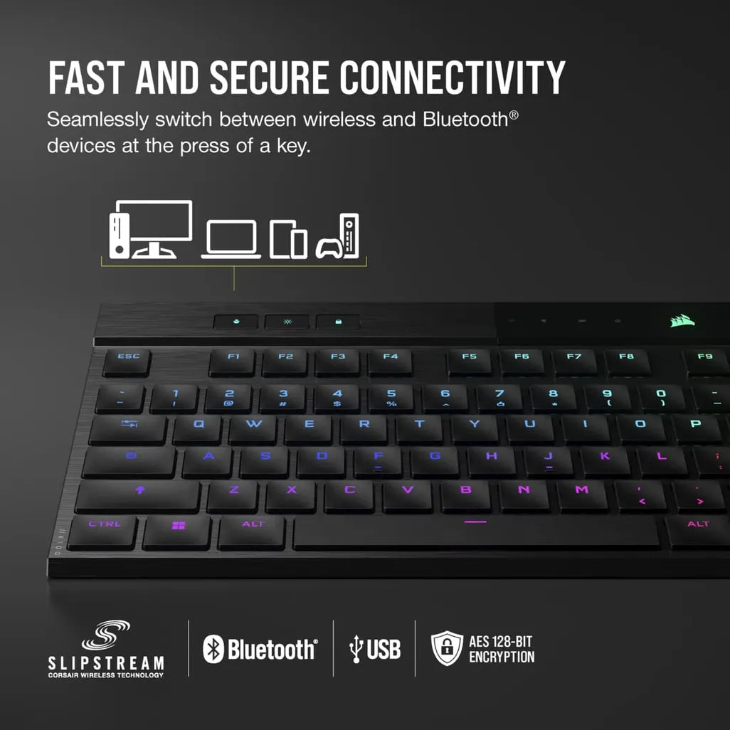 GUNMANSA Corsair K100 AIR WIRELESS RGB Ultra-Thin Mechanical Gaming Keyboard - CHERRY MX Ultra Low Profile - Black