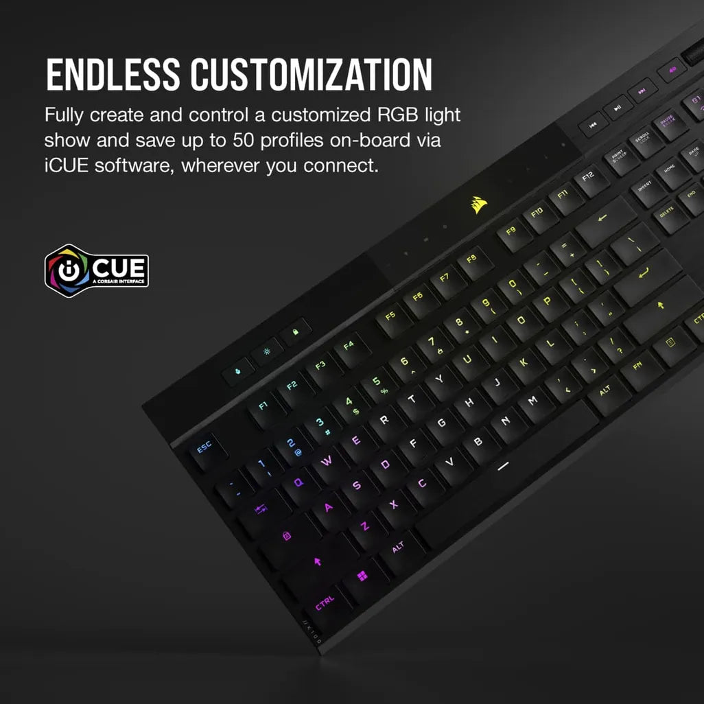 GUNMANSA Corsair K100 AIR WIRELESS RGB Ultra-Thin Mechanical Gaming Keyboard - CHERRY MX Ultra Low Profile - Black