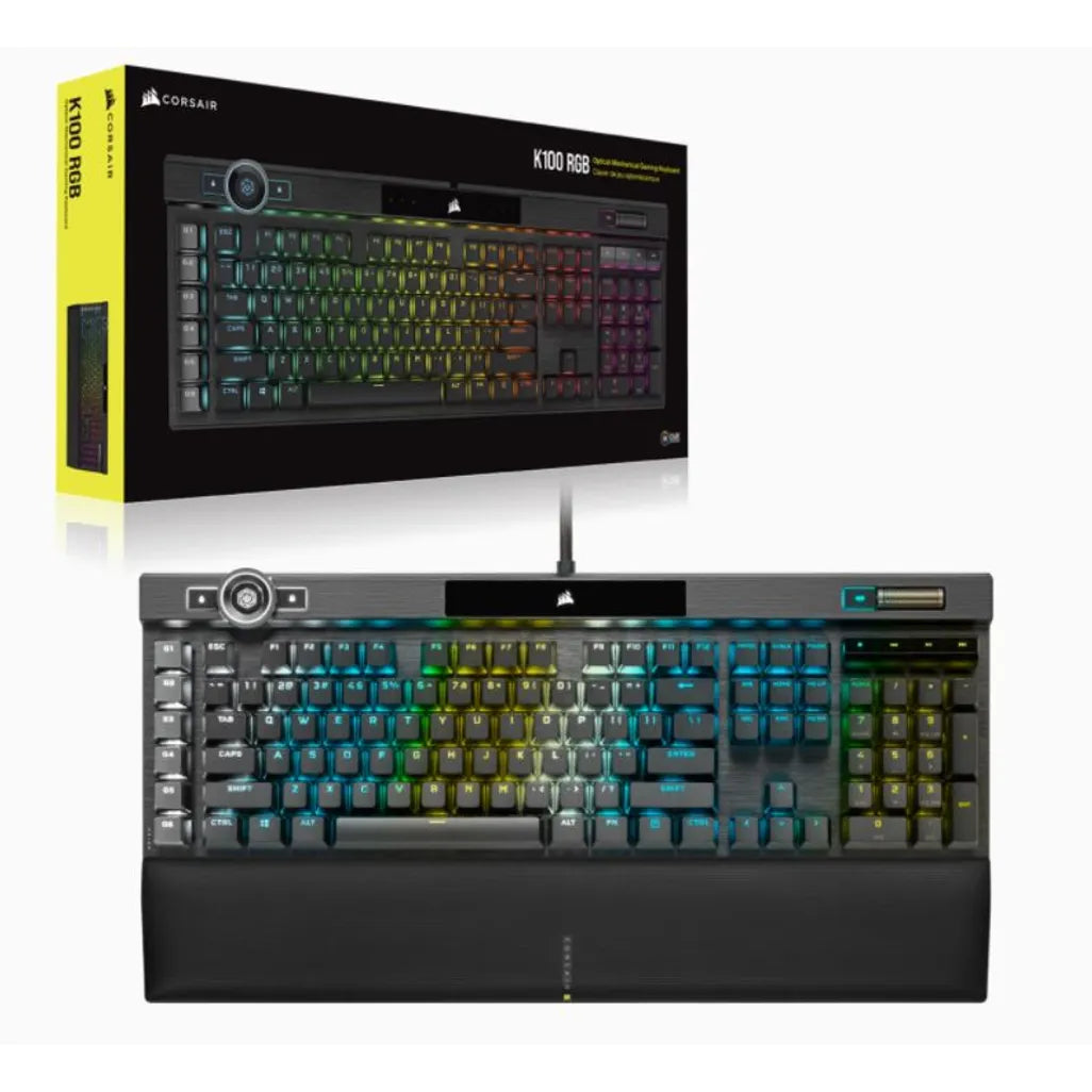GUNMANSA Corsair K100 RGB Optical-Mechanical Wired CORSAIR OPX Switch Keyboard with RGB Backlighting – Black.