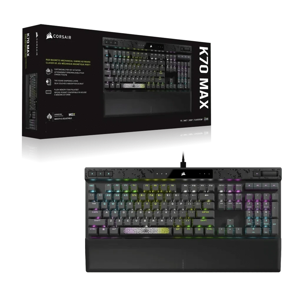 GUNMANSA Corsair K70 MAX, Full-size (100%), Wired, USB, RGB LED, Black