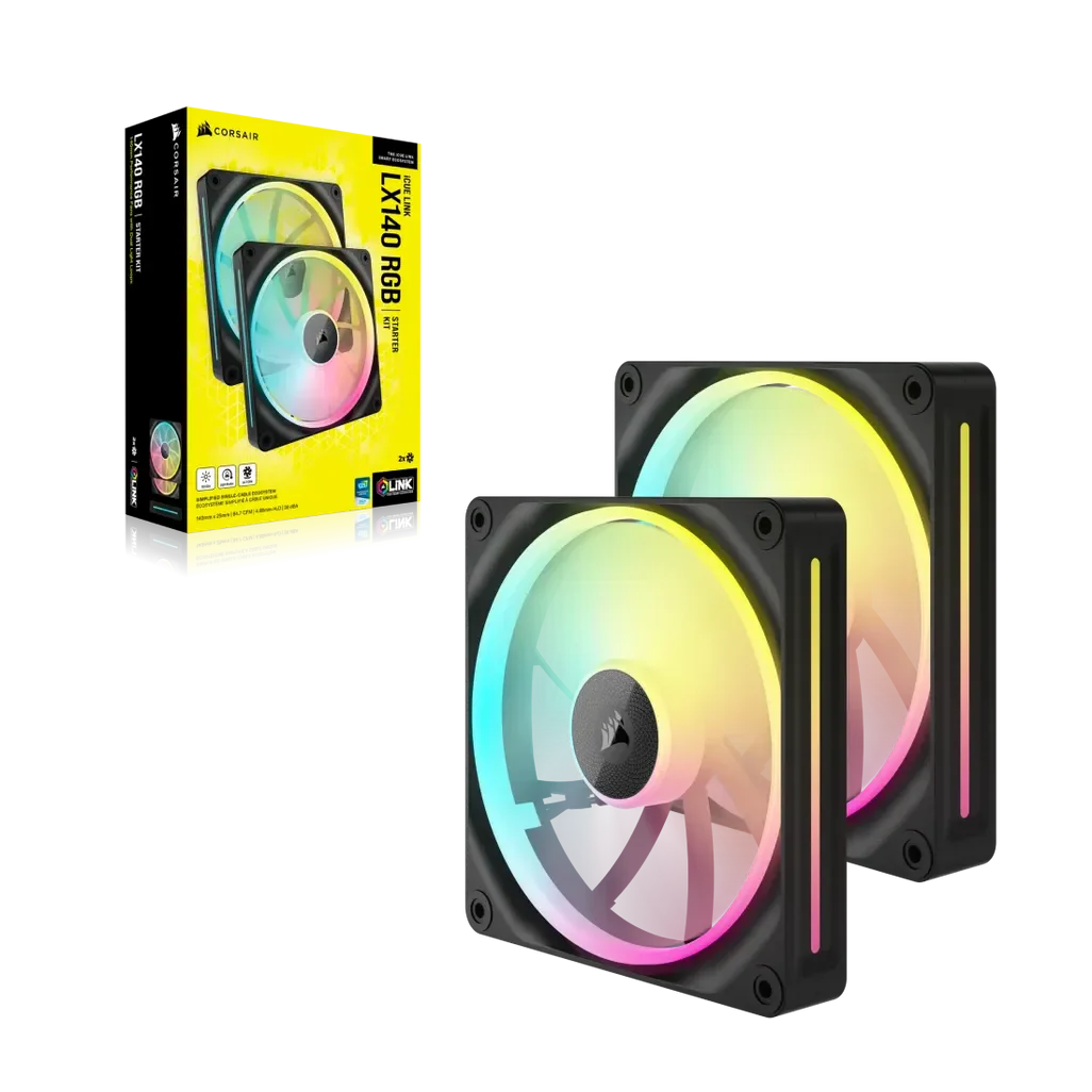 GUNMANSA Corsair LX RGB Series; iCUE LINK LX140 RGB; 140mm Fan; Dual Pack; iCUE LINK System Hub Included