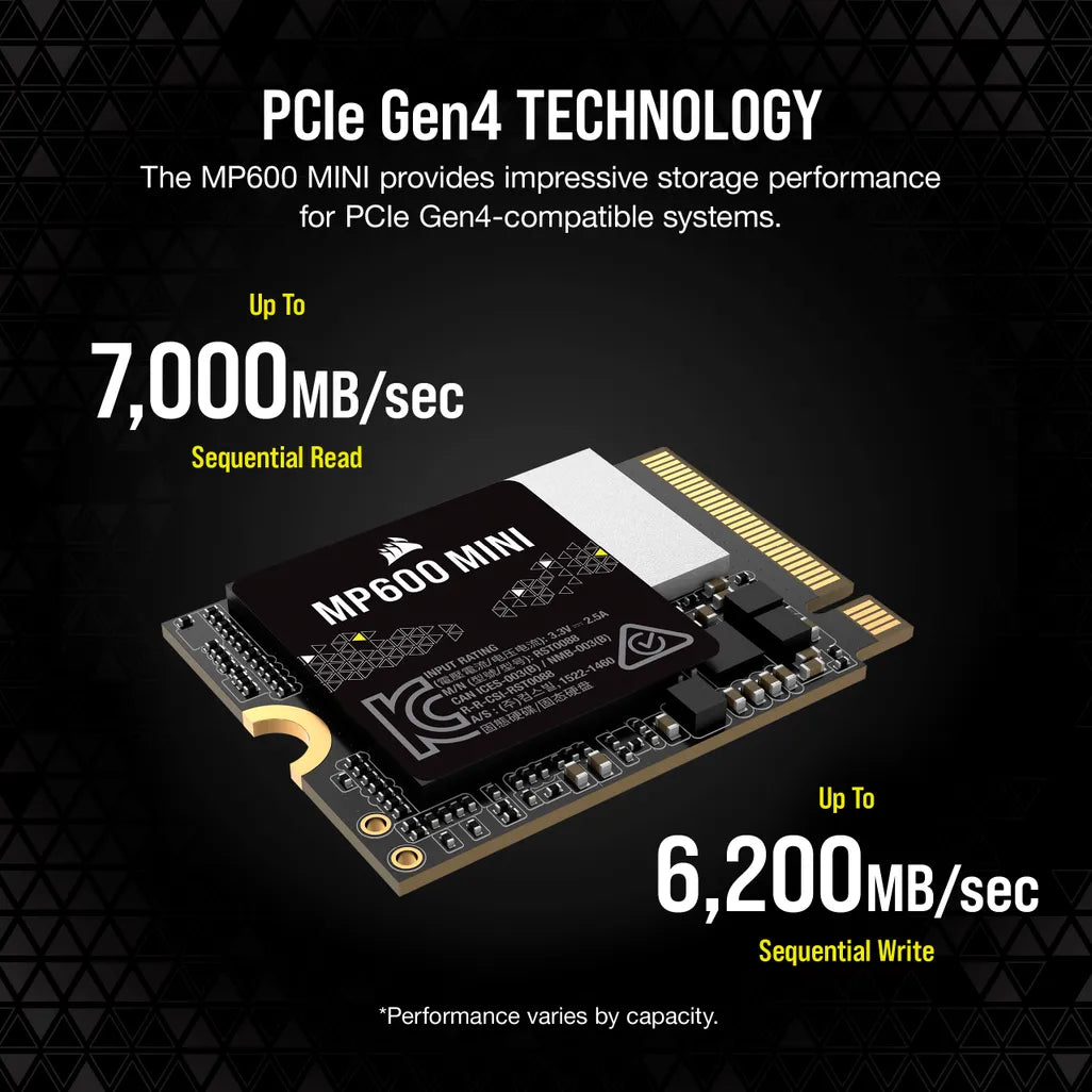 GUNMANSA Corsair MP600 MINI 2TB M.2 NVMe PCIe Gen. 4 x4 SSD; Read Up To 7000MB/s; Write up to 6200MB/s