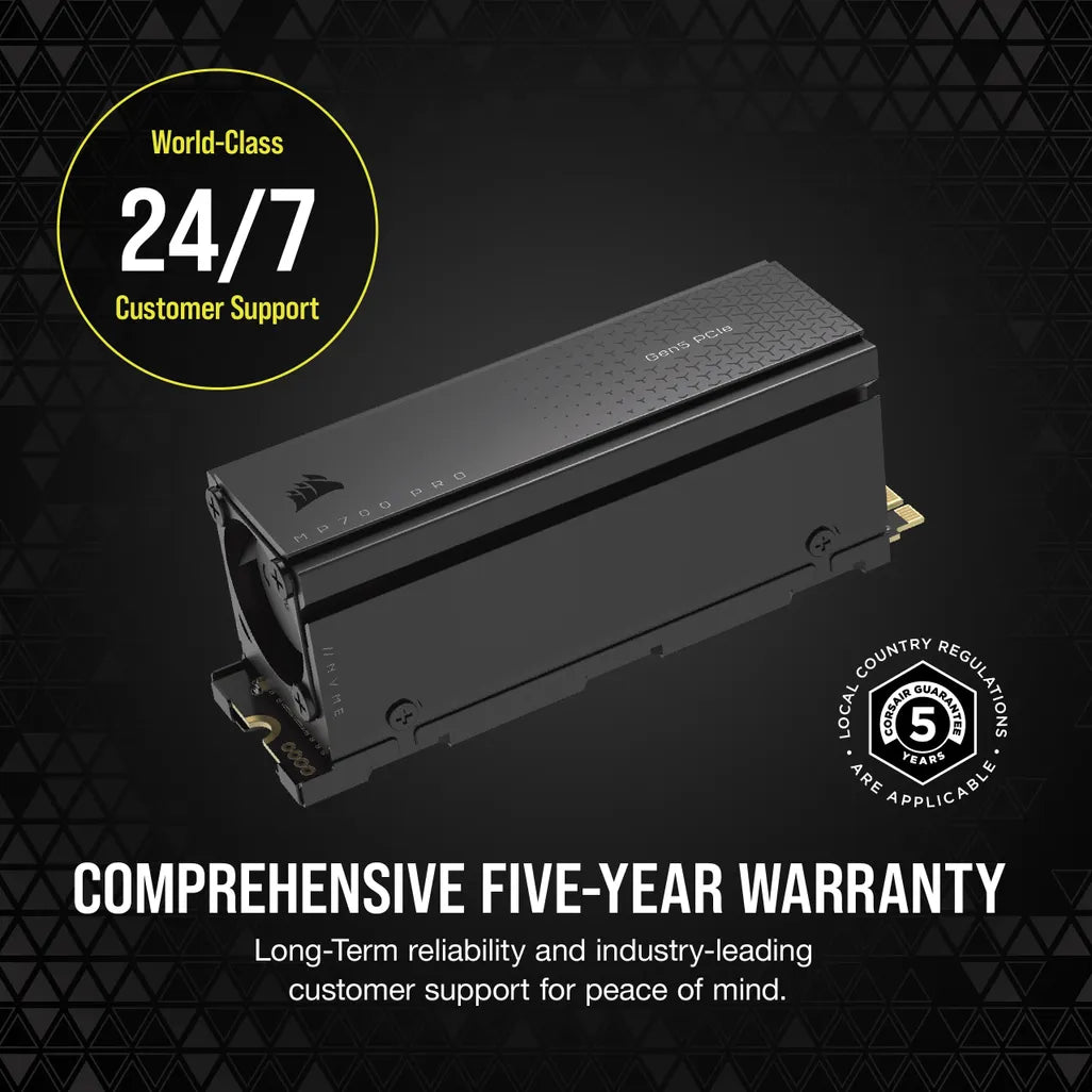 GUNMANSA Corsair MP700 PRO 2TB M.2 NVMe PCIe Gen. 5 x4 SSD with Cooler; Read Up To 12 400MB/s; Write up to 11 800MB/s