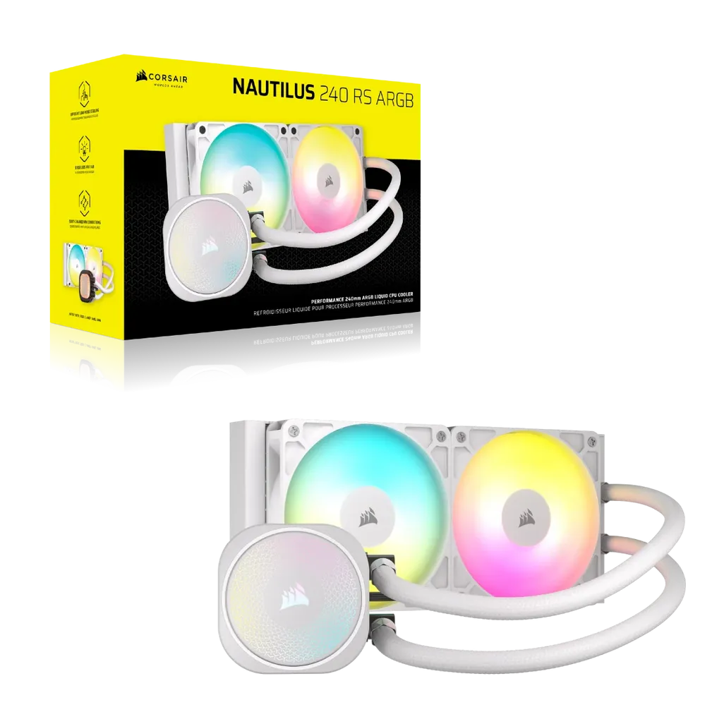 GUNMANSA Corsair NAUTILUS 240 ARGB White; 240mm Radiator; Liquid CPU Cooler; Intel® LGA 1851/1700; AMD® AM5/AM4