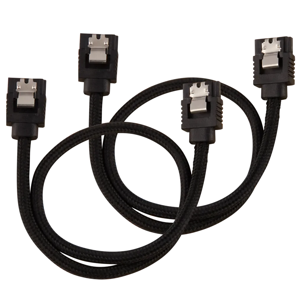 GUNMANSA Corsair Premium Sleeved SATA Data Cable Set with Straight Connectors; Black; 30cm