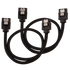 GUNMANSA Corsair Premium Sleeved SATA Data Cable Set with Straight Connectors; Black; 30cm
