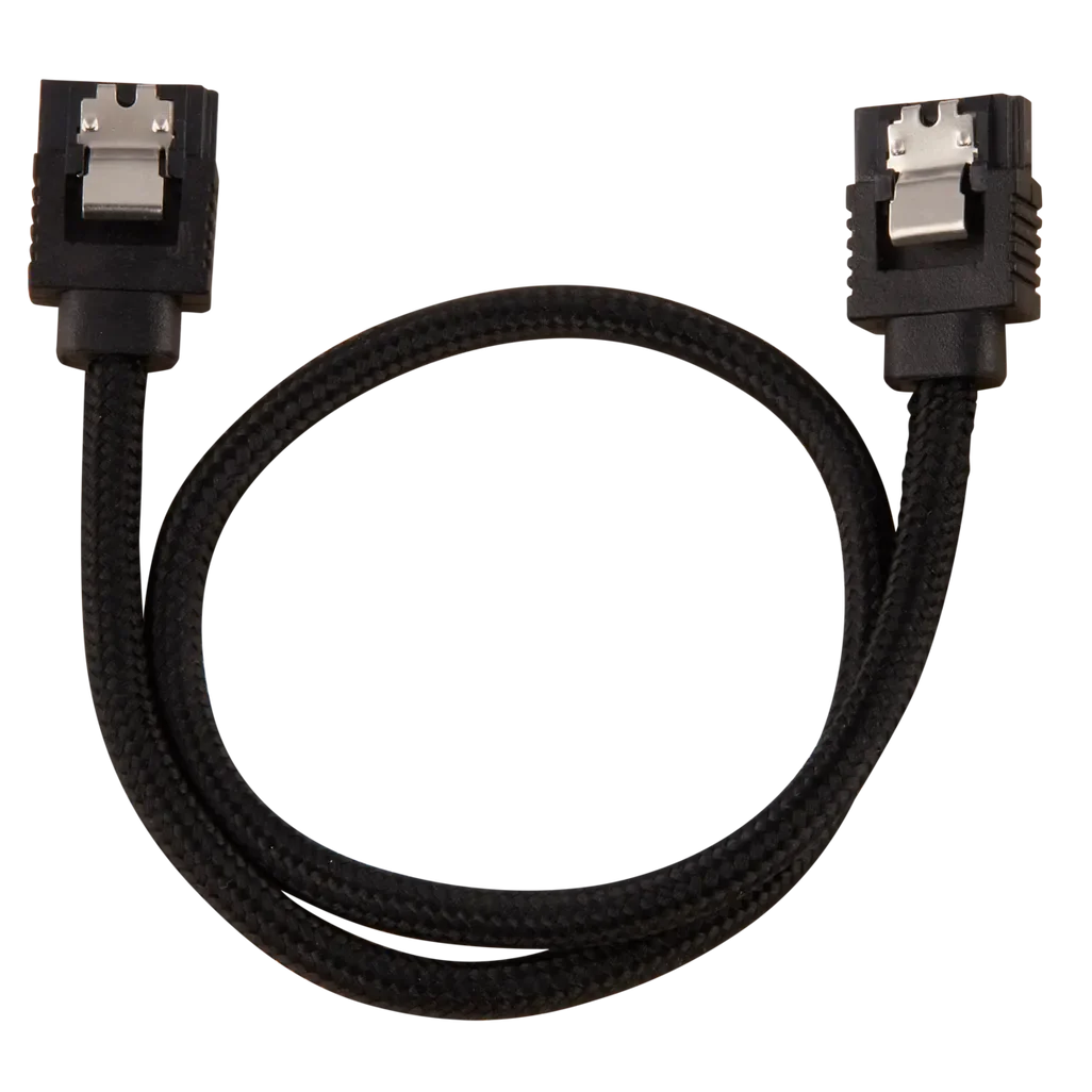 GUNMANSA Corsair Premium Sleeved SATA Data Cable Set with Straight Connectors; Black; 30cm