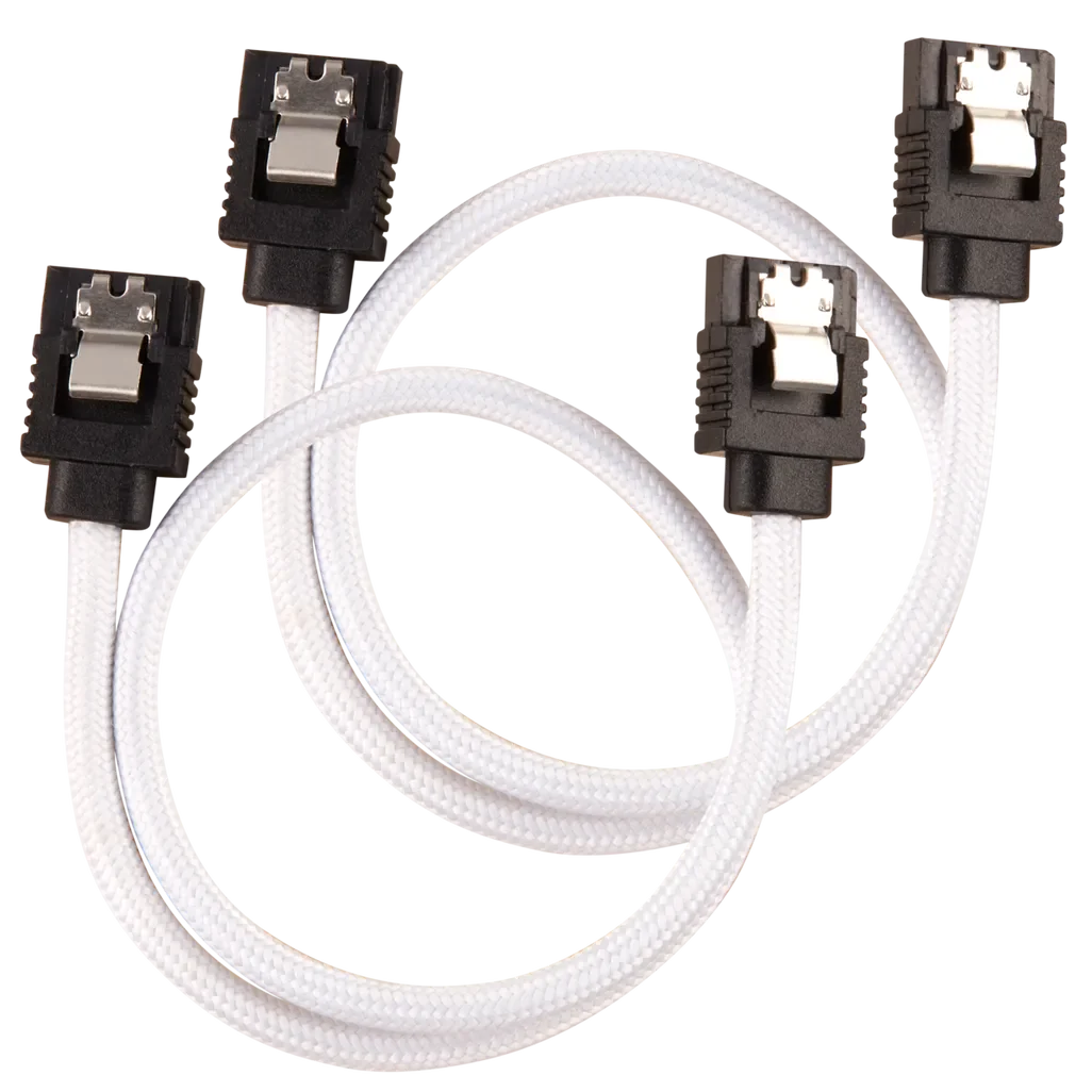 GUNMANSA Corsair Premium Sleeved SATA Data Cable Set with Straight Connectors; White; 30cm