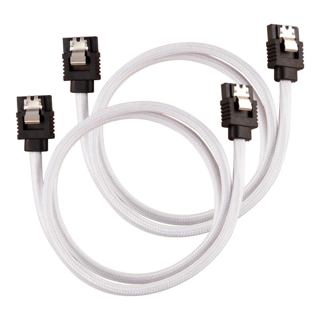 GUNMANSA Corsair Premium Sleeved SATA Data Cable Set with Straight Connectors; White; 60cm