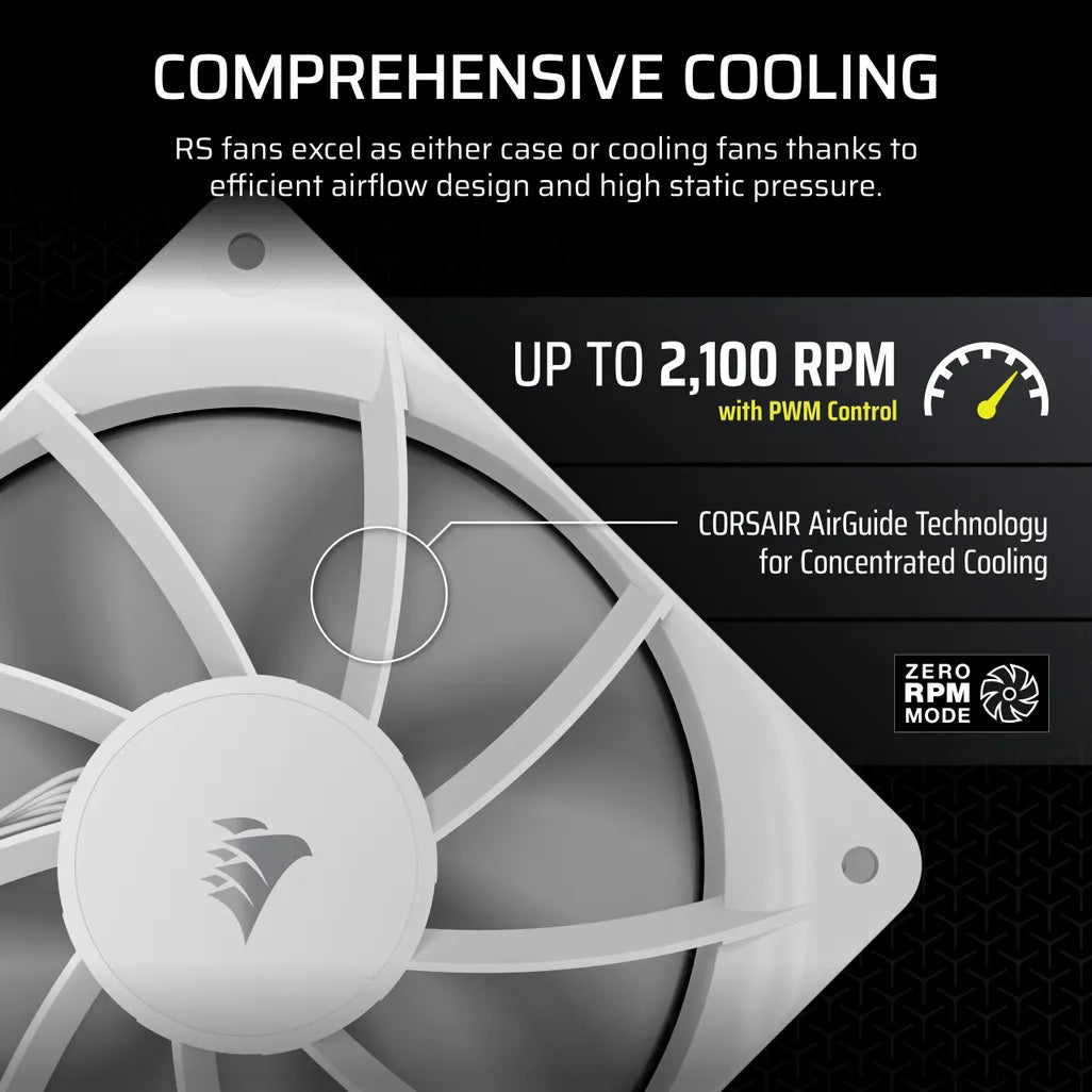 GUNMANSA Corsair RS120 120mm PWM Fans Triple Pack – White