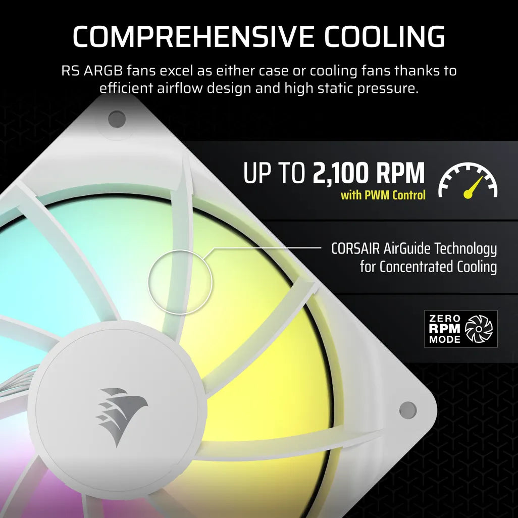 GUNMANSA Corsair RS120 ARGB 120mm PWM Fan – White