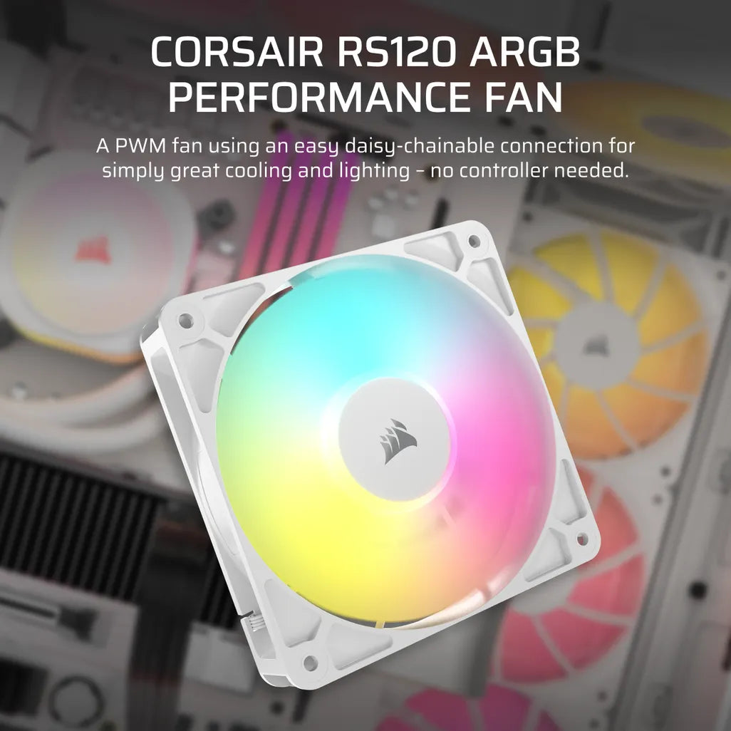 GUNMANSA Corsair RS120 ARGB 120mm PWM Fan – White