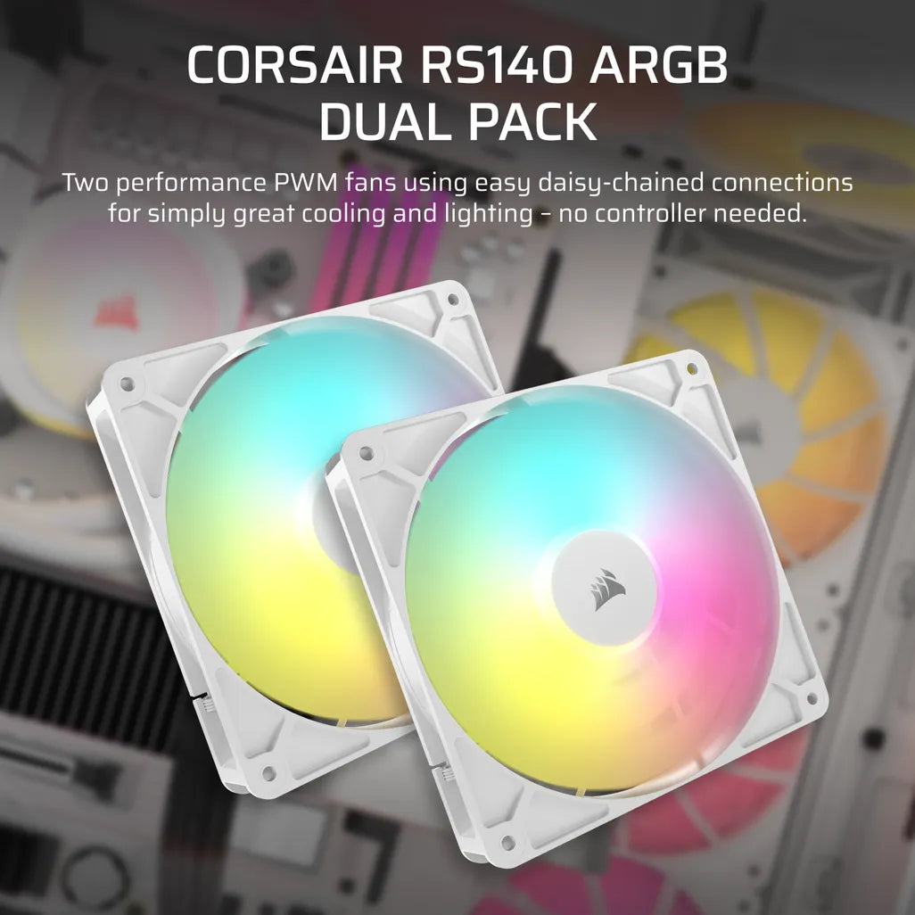GUNMANSA Corsair RS140 ARGB 140mm PWM Fans Dual Pack – White