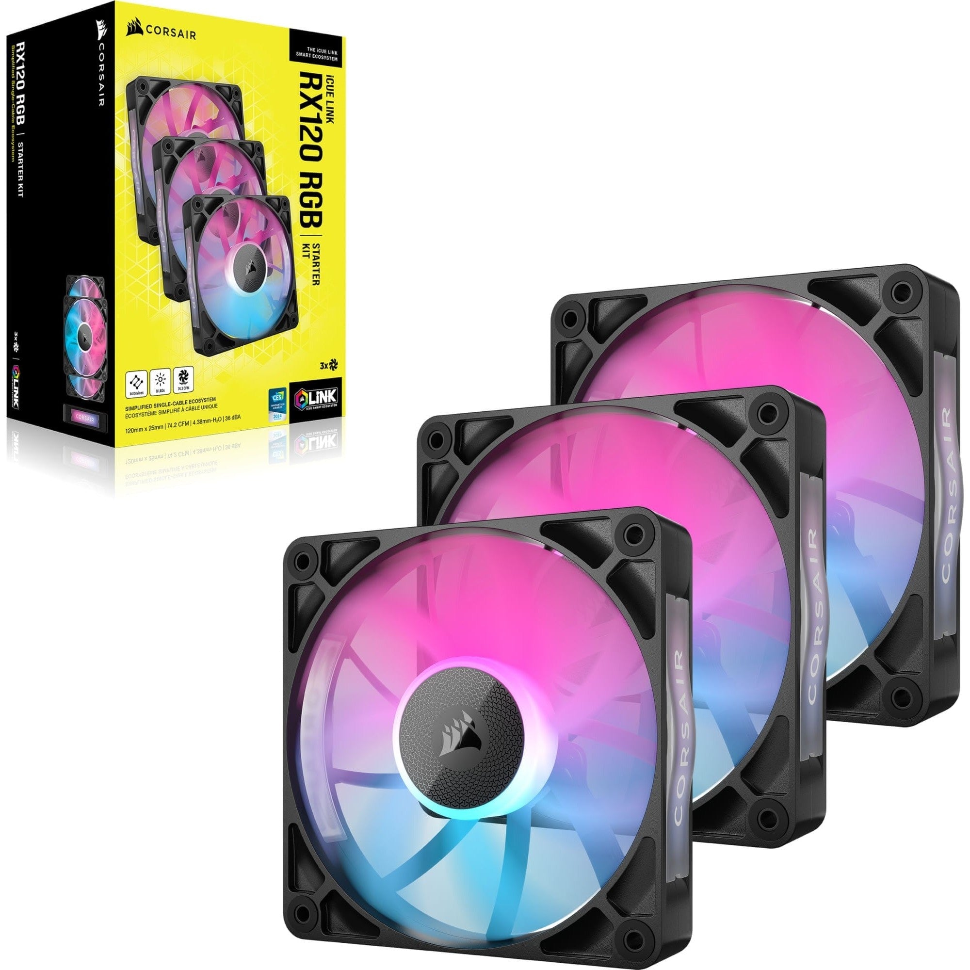 GUNMANSA Corsair RX RGB Series; iCUE LINK RX120 RGB; 120mm Fan; Triple Pack