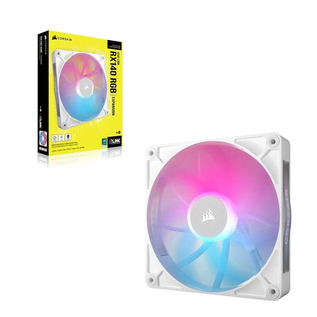 GUNMANSA Corsair RX Series; iCUE LINK RX140; 140mm Fan; Single Pack - White.