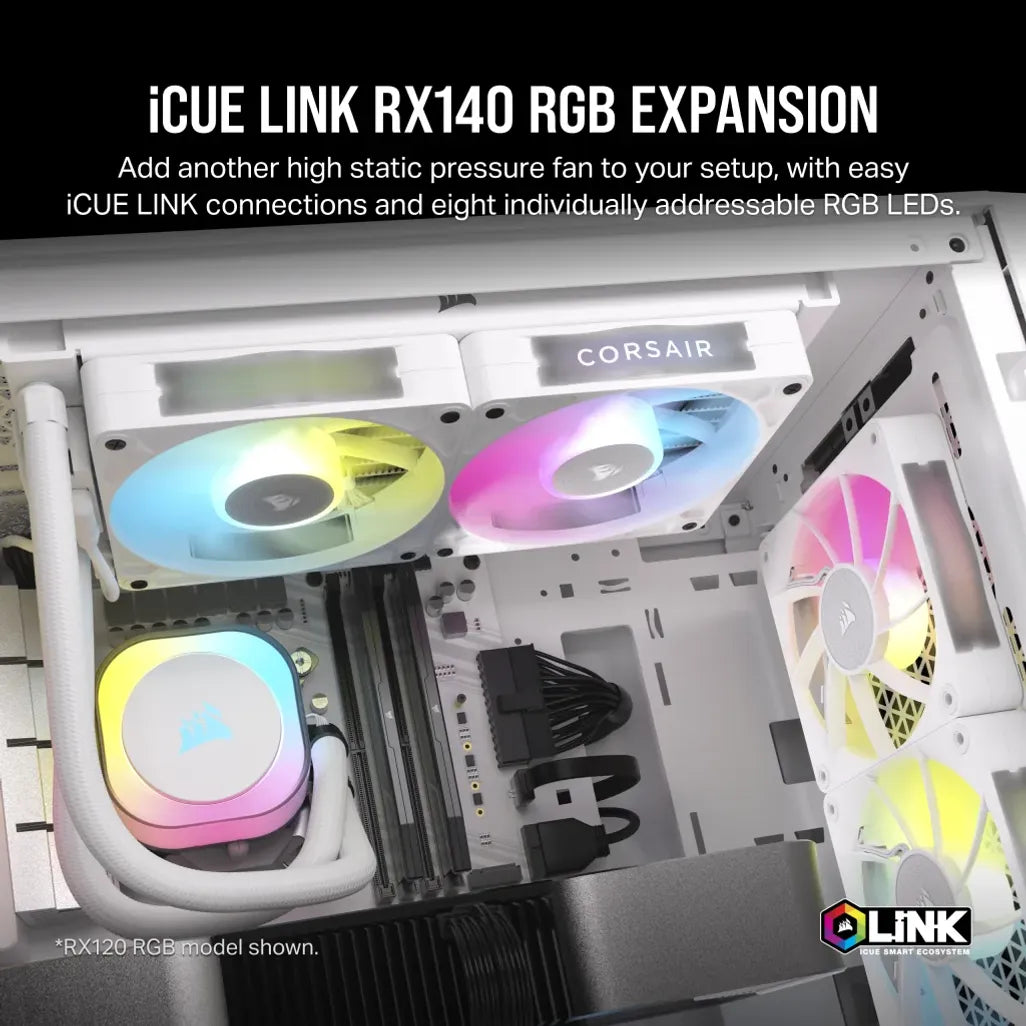 GUNMANSA Corsair RX Series; iCUE LINK RX140; 140mm Fan; Single Pack - White.