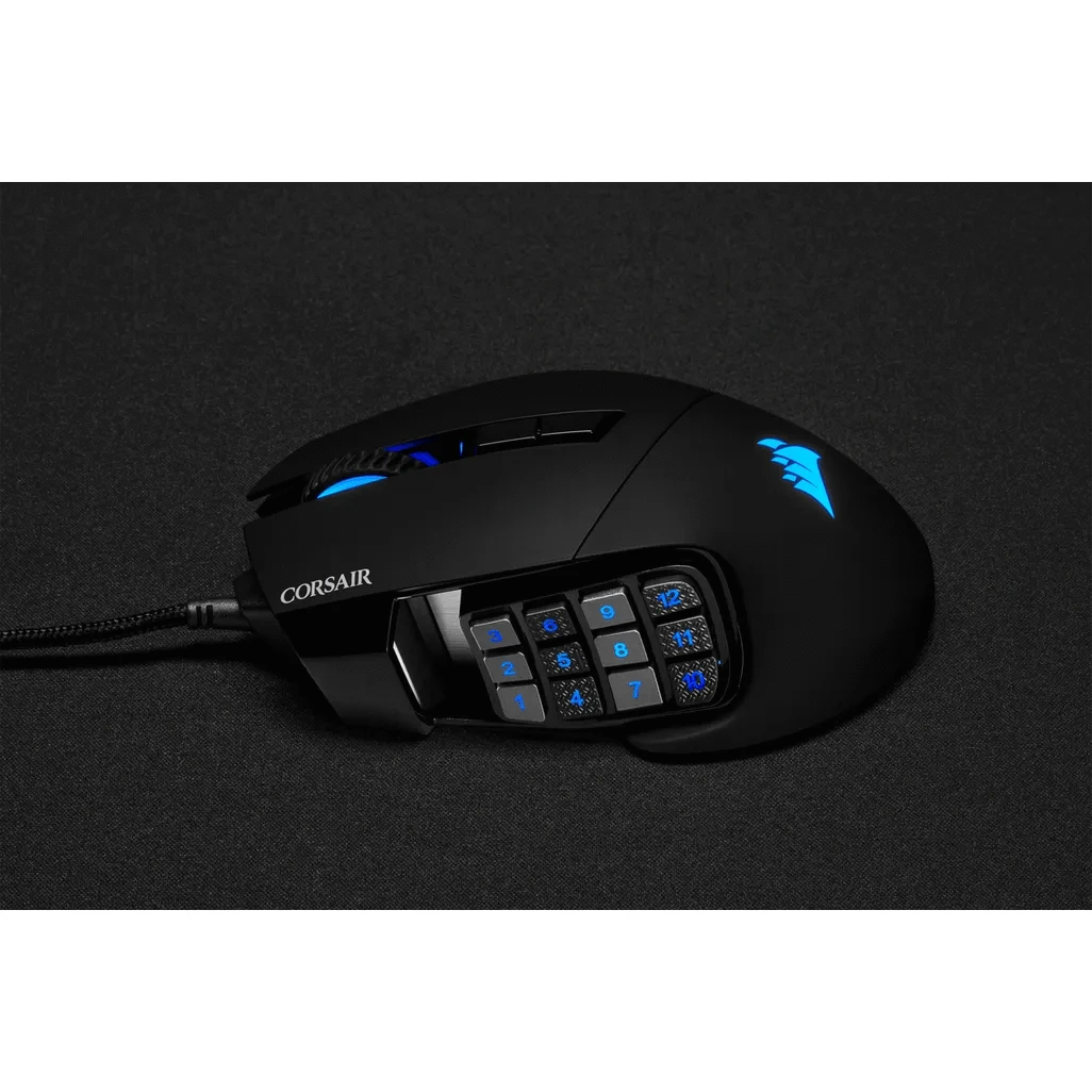 GUNMANSA Corsair SCIMITAR RGB ELITE, Right-hand, Optical, USB Type-A, 18000 DPI, Black