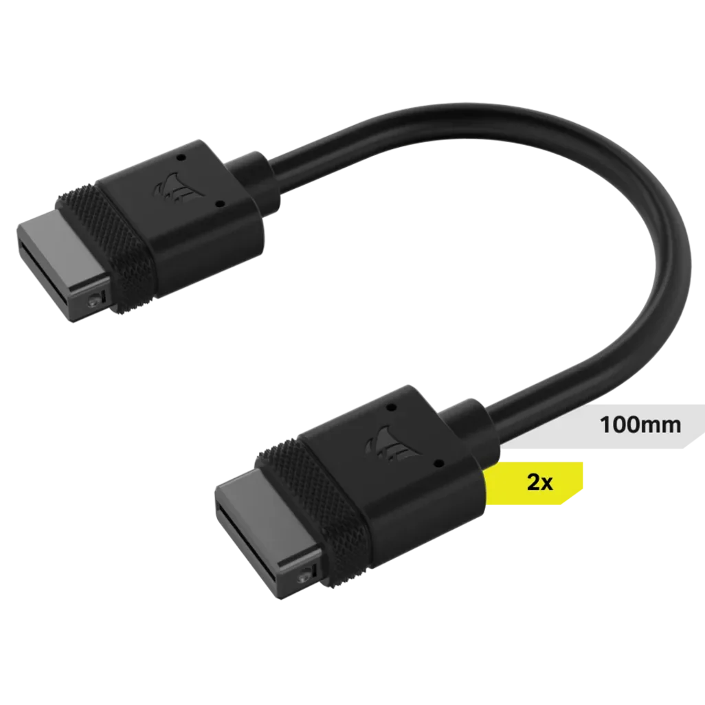 GUNMANSA CorsairiCUE LINK Cable; 2x 100mm with Straight connectors; Black