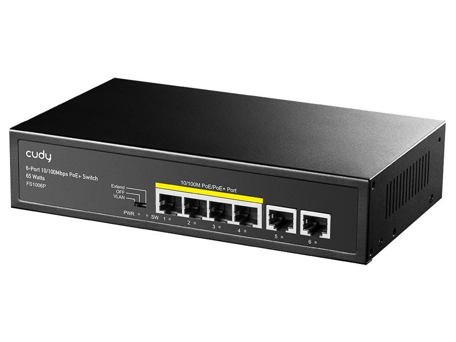 GUNMANSA CUDY FS1006P 6-PORT (4X POE / 2X UPLINK) ETHERNET 60W POE SWITCH