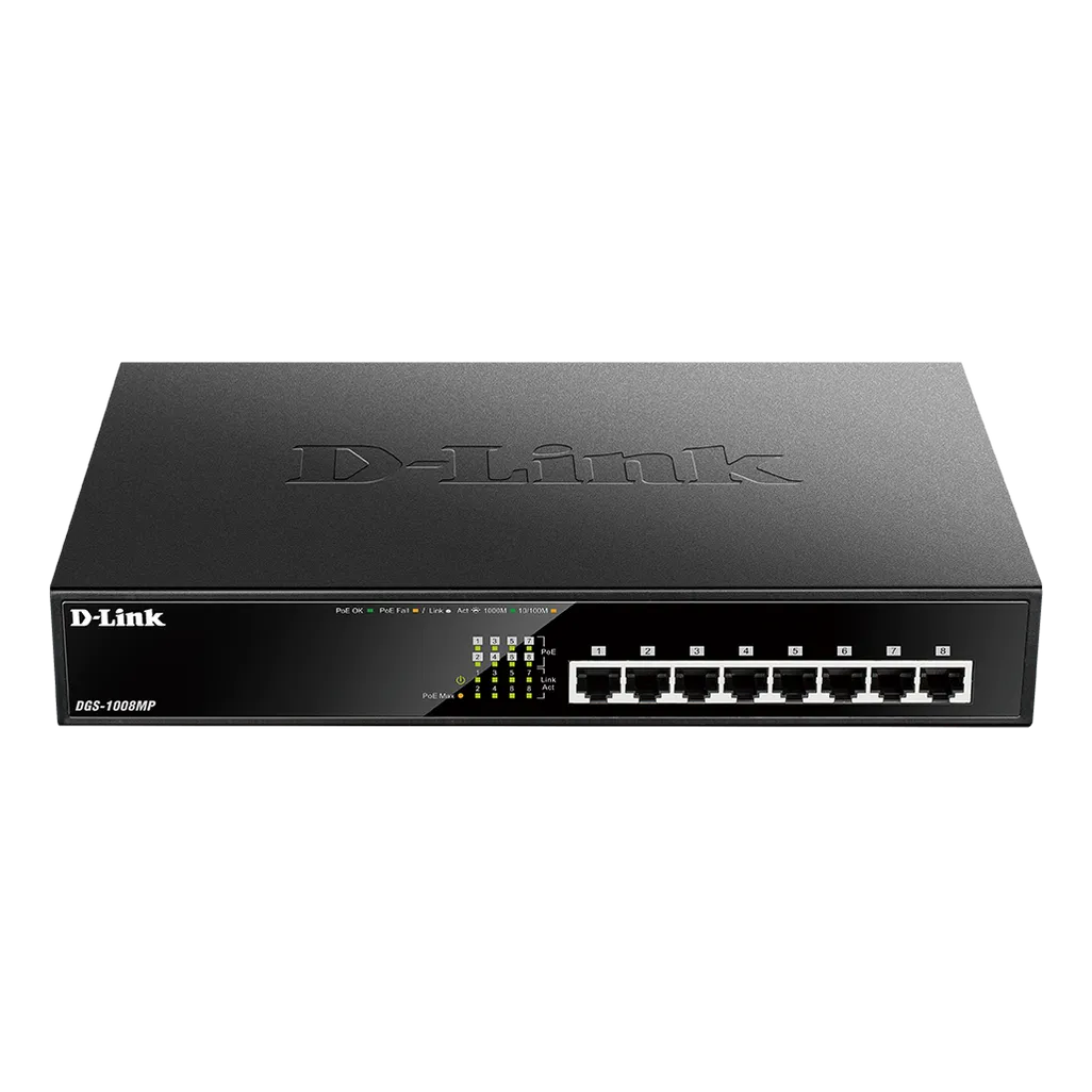 GUNMANSA D-Link DGS-1008MP 8-Port Desktop Gigabit Max PoE Switch, Unmanaged