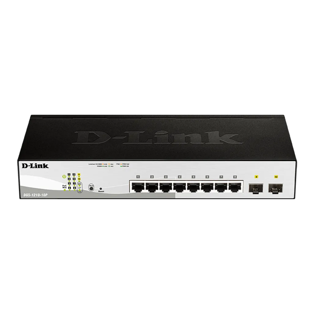 GUNMANSA D-Link DGS-1210-10P, Managed, L2, Gigabit Ethernet (10/100/1000), Power over Ethernet (PoE), Rack mounting, 1U