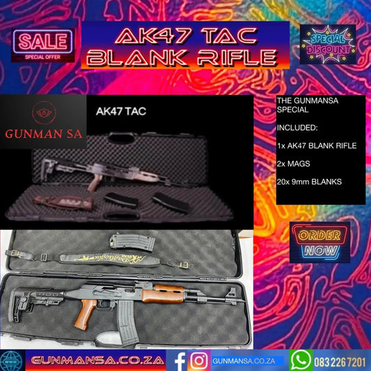 GUNMANSA DAGLIOGLU AK 47 TAC BLANK/PEPPER RIFLE 2 MAGS + STRAP SPECIAL - GSA