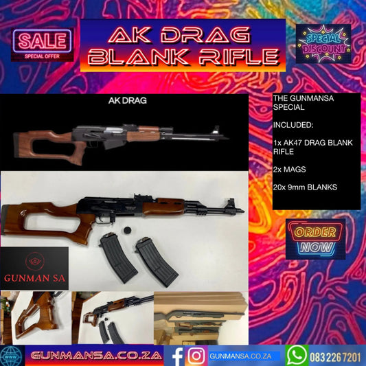 GUNMANSA DAGLIOGLU AK DRAG BLANK/PEPPER RIFLE 2 MAGS + STRAP SPECIAL - GSA